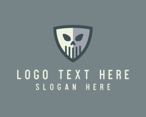 Spooky - Creepy Skull Shield logo design