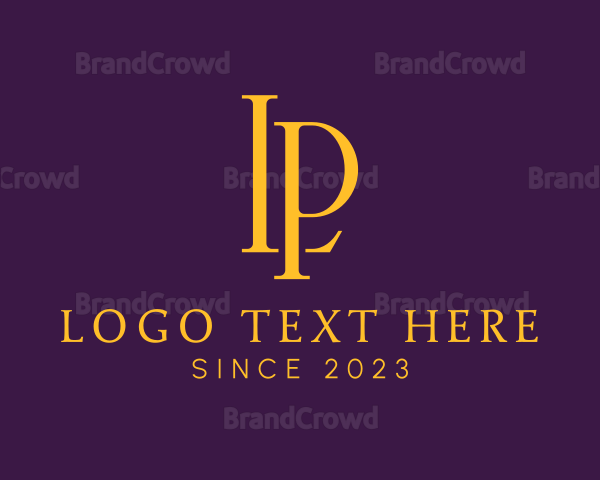 Golden Elegant Monogram Letter LP Logo