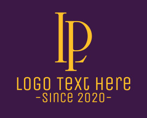 Golden Elegant Monogram L & P Logo