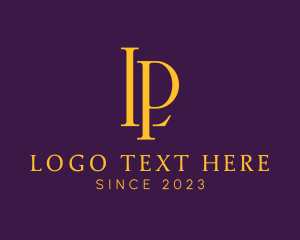 Professional - Golden Elegant Monogram Letter LP logo design
