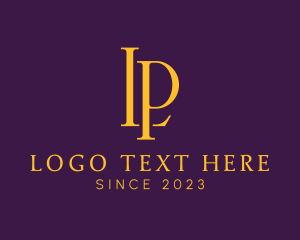 Golden - Golden Elegant Monogram Letter LP logo design