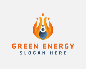 Flaming Gas Fire Energy logo design