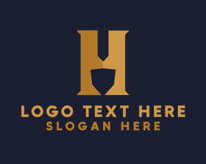 Gold - Golden Letter H logo design