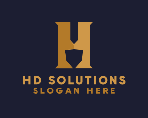 Golden Letter H logo design