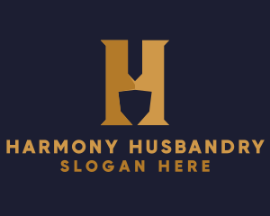 Golden Letter H logo design