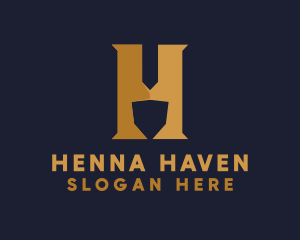 Golden Letter H logo design