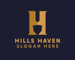 Golden Letter H logo design