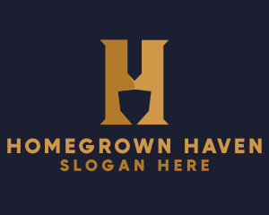 Golden Letter H logo design