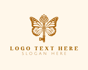 Boutique - Elegant Butterfly Wings Key logo design