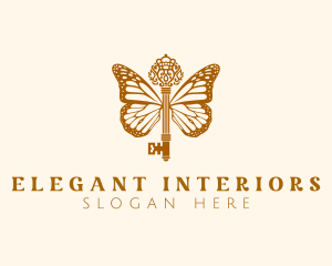 Elegant Butterfly Wings Key logo design