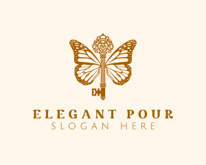 Elegant Butterfly Wings Key logo design