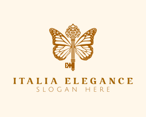 Elegant Butterfly Wings Key logo design