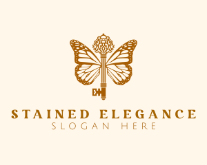 Elegant Butterfly Wings Key logo design