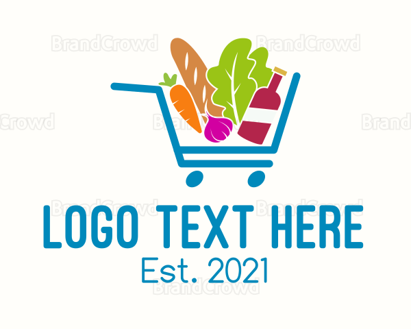 Grocery Food Cart Logo