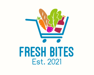 Pushcart - Grocery Food Cart logo design