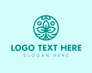 Teal - Leaf Organic Circle logo design