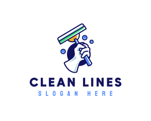 Cleaning Glove Squeegee logo design