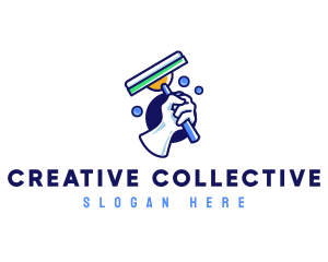 Cleaning Glove Squeegee logo design