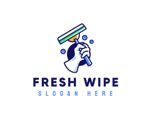 Wipe - Cleaning Glove Squeegee logo design