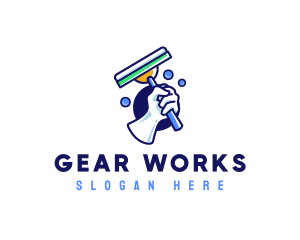 Cleaning Glove Squeegee logo design