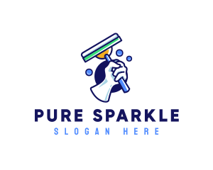 Clean - Cleaning Glove Squeegee logo design