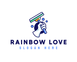 Cleaning Glove Squeegee logo design