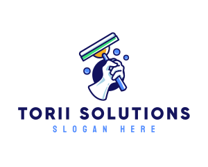 Cleaning Glove Squeegee logo design