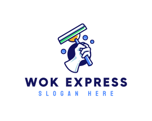 Cleaning Glove Squeegee logo design