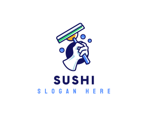 Cleaning Glove Squeegee logo design