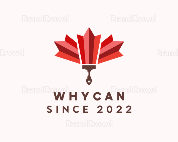 Maple Leaf Paint Brush Logo