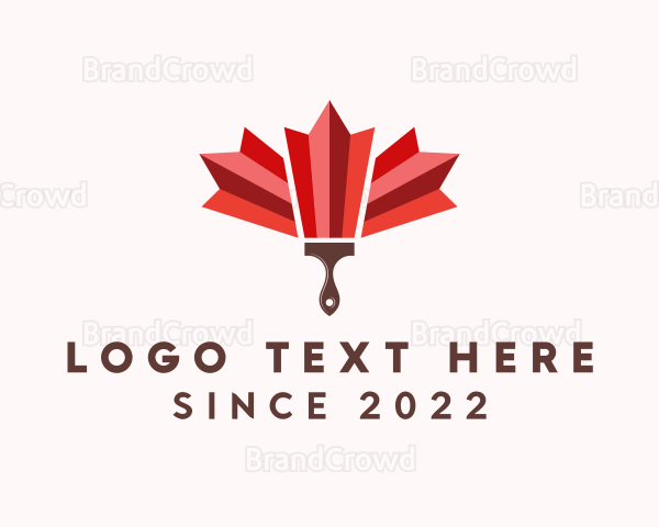 Maple Leaf Paint Brush Logo