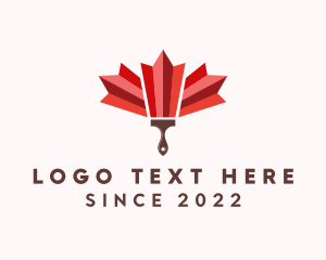 Artist - Maple Leaf Paint Brush logo design