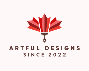 Maple Leaf Paint Brush logo design