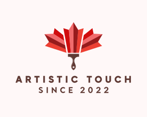 Maple Leaf Paint Brush logo design