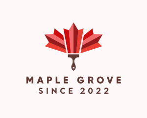 Maple - Maple Leaf Paint Brush logo design