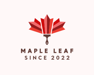 Maple Leaf Paint Brush logo design