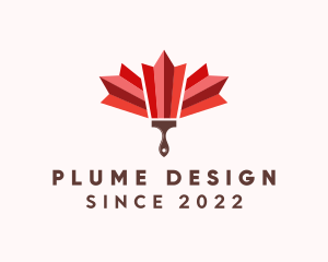 Maple Leaf Paint Brush logo design