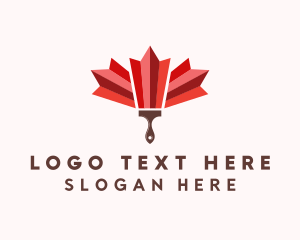 Maple Leaf Paint Brush Logo