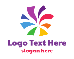 Rainbow Confetti Party Logo