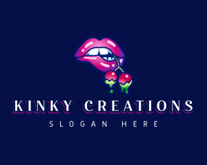 Kinky - Sexy Lips Bite Cherry logo design