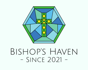 Bishop - Religious Cross Stained Glass logo design