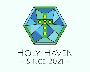 Vatican - Religious Cross Stained Glass logo design