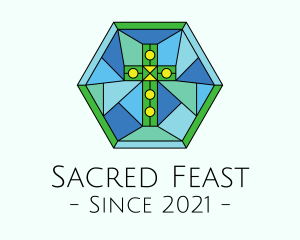 Religious Cross Stained Glass logo design