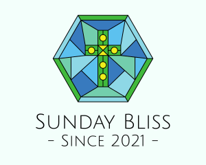 Religious Cross Stained Glass logo design