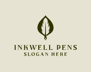 Pen - Feather Leaf Pen logo design