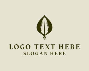 Ink - Feather Leaf Pen logo design