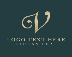 Letter V - Luxury Cursive Letter V logo design