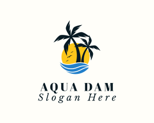 Aqua Tropical Island logo design