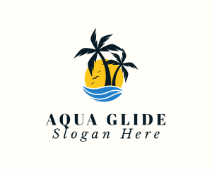 Aqua Tropical Island logo design