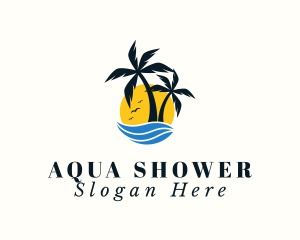 Aqua Tropical Island logo design